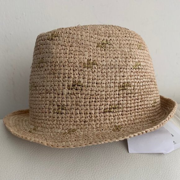 & Other Stories Shimmer Natural Gold Straw Hat 6 - Picture 1 of 8
